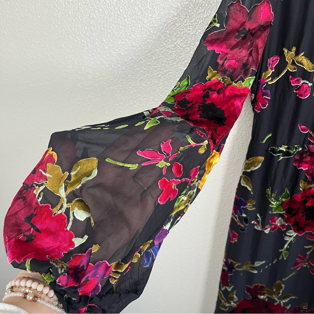 NWT Lulus Graceful Arrival Black Floral Burnout Backless Maxi Dress XL - Picture 6 of 12